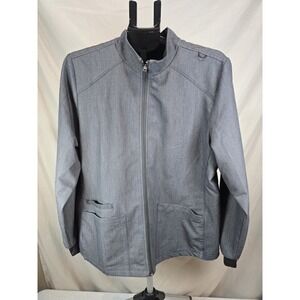 Maevyn Matrix Pro Scrubs JACKET Full Zip Stretch Size Large Nursing Heather Gray
